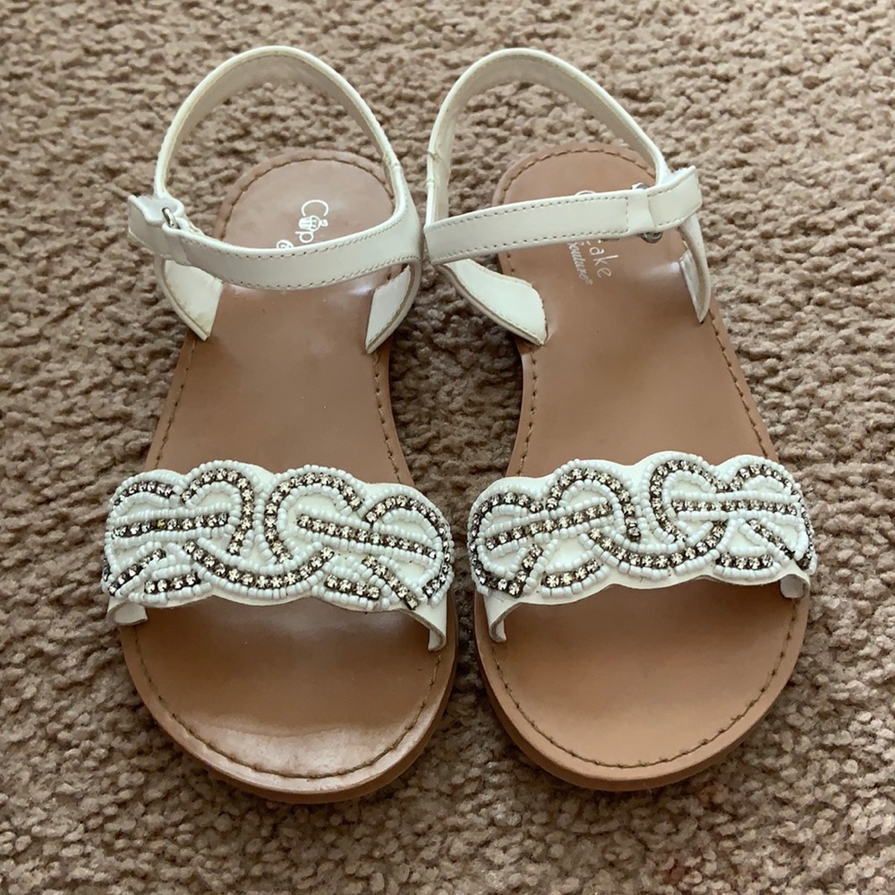 White Sandals with Rhinestones